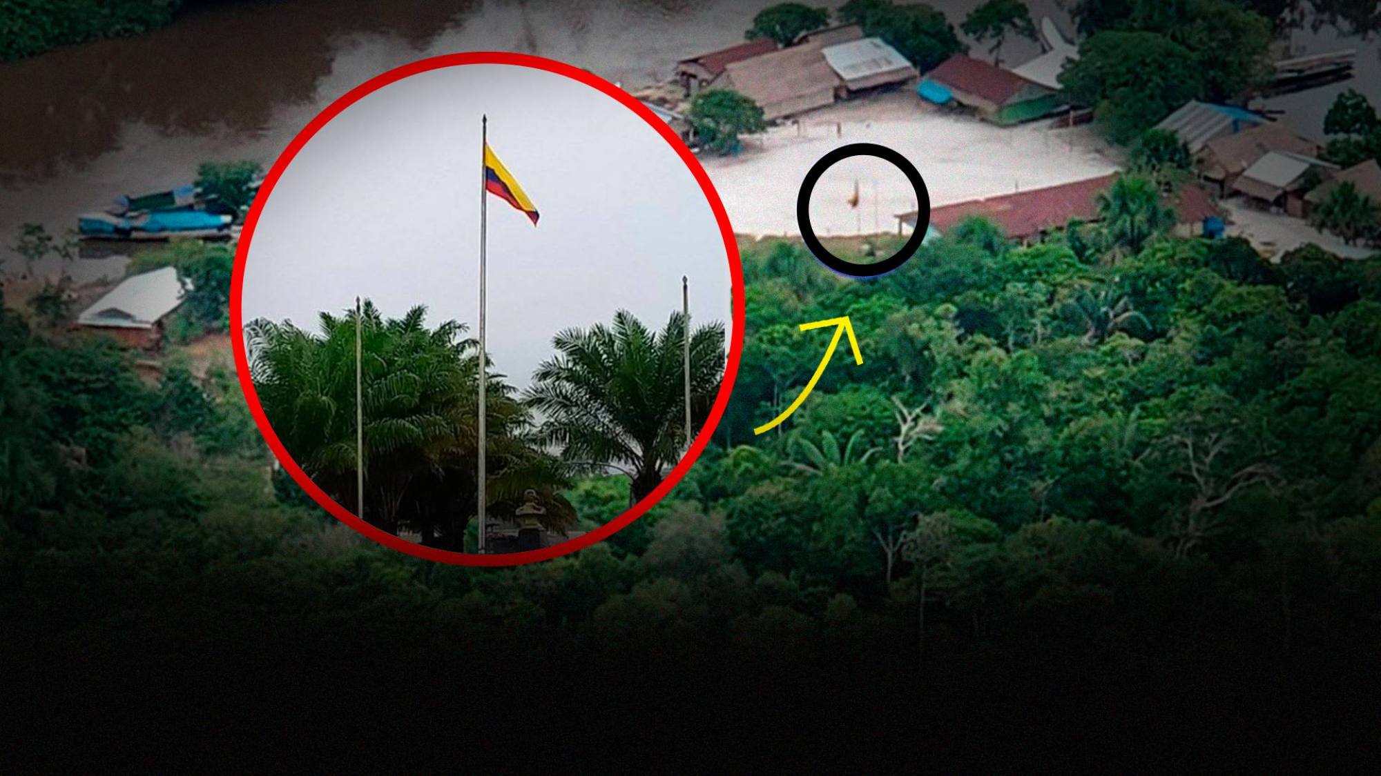 Por tercera vez, la bandera colombiana aparece izada en territorio loretano, Foto: Composición Epicentro TV